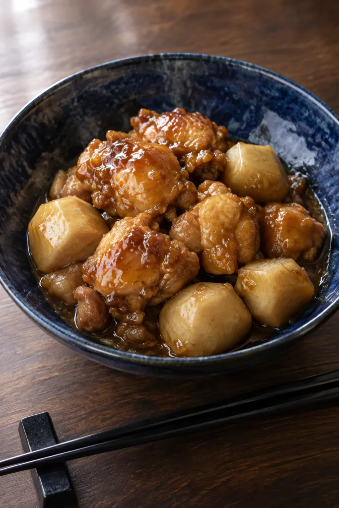 鶏もも肉と里芋の甘味噌煮の完成イメージ