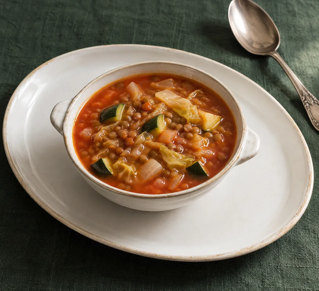 ズッキーニとレンズ豆のミネストローネの完成イメージ