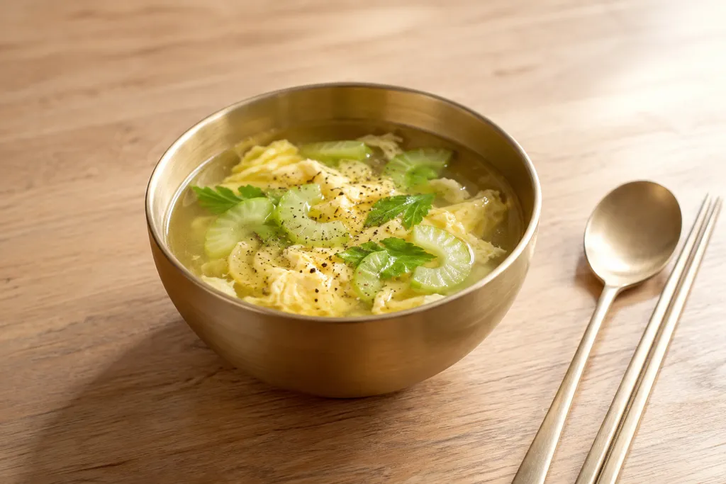 卵とセロリのエスニックスープの完成イメージ