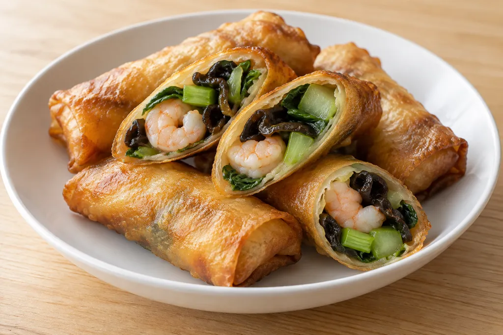 むきえびとチンゲン菜の春巻きの完成イメージ