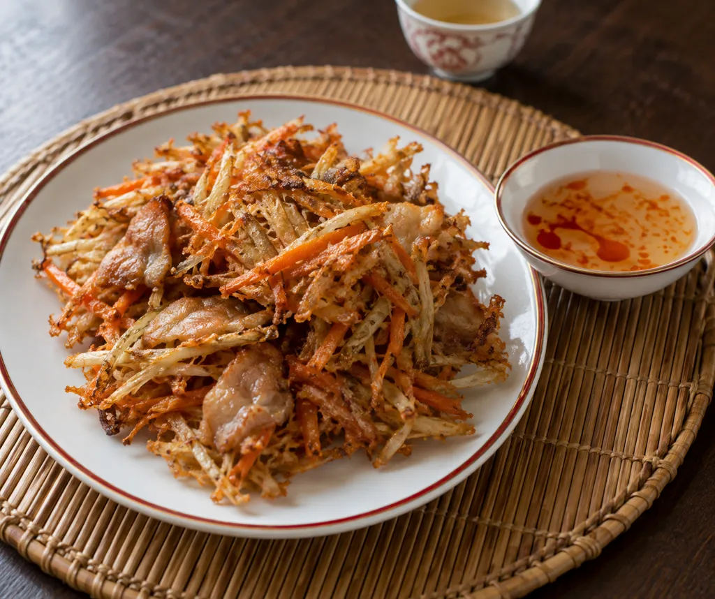 ごぼうと豚バラ肉の揚げ焼きの完成イメージ