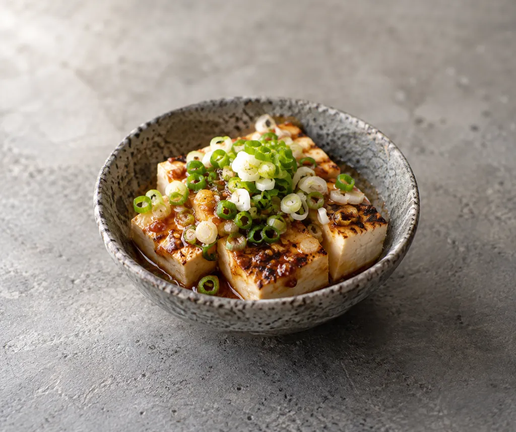 焼き豆腐とねぎの韓国風冷ややっこの完成イメージ