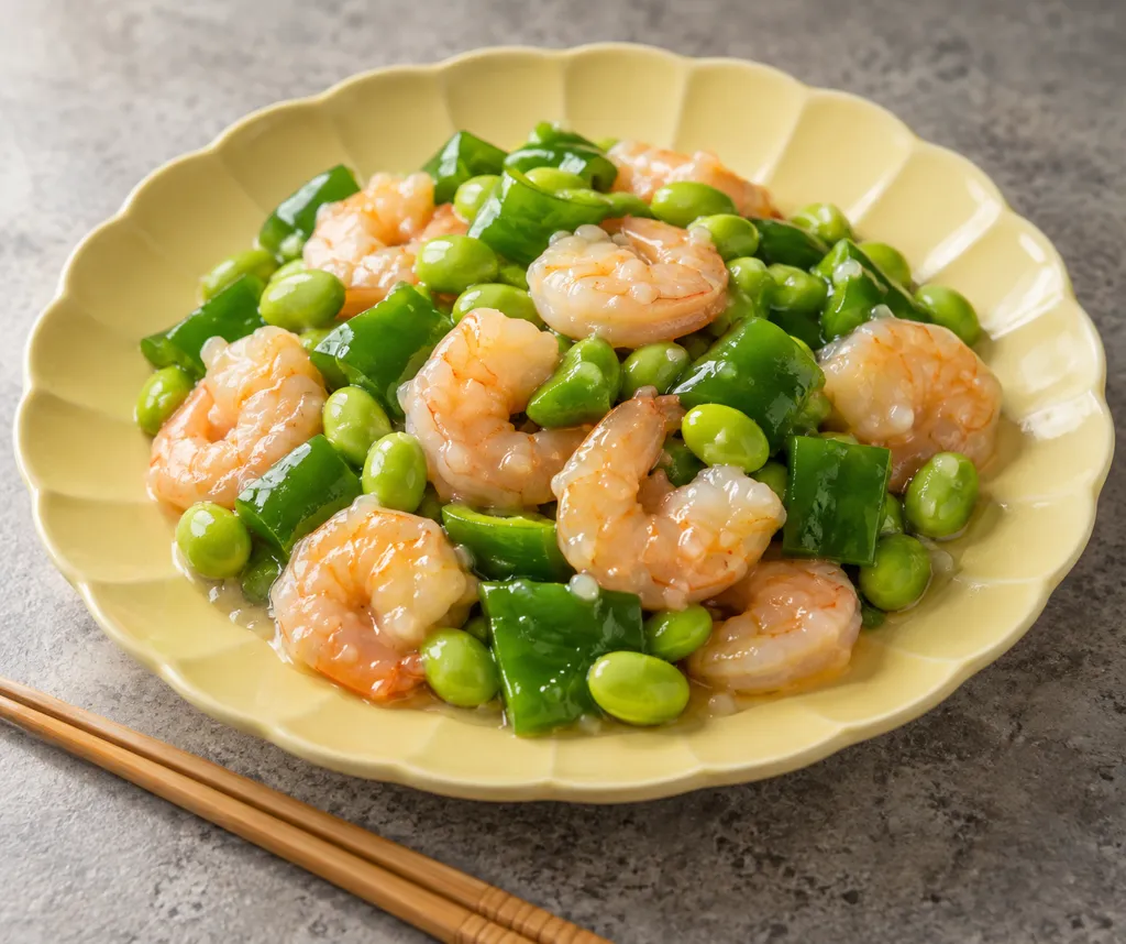 えびと枝豆の塩あん炒めの完成イメージ