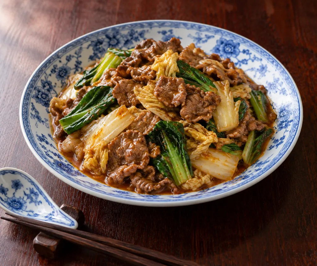 牛バラ肉の辛味噌炒めの完成イメージ