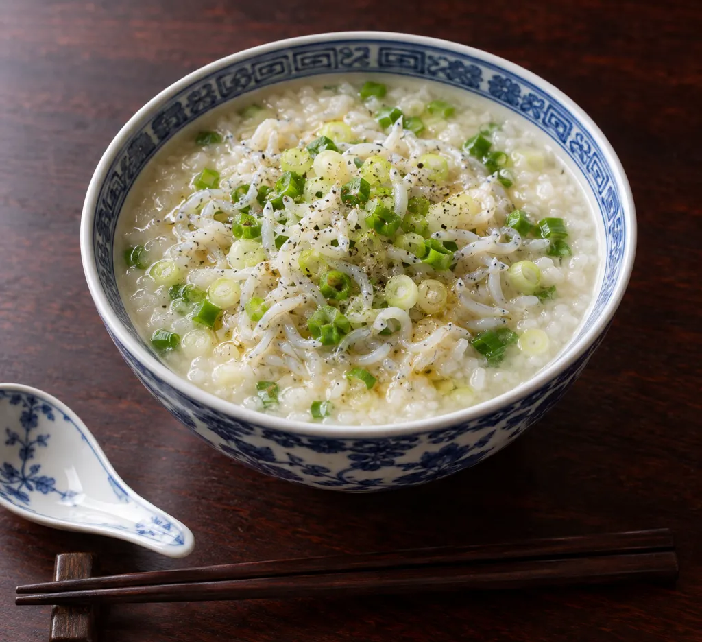 しらすとねぎの中華粥の完成イメージ