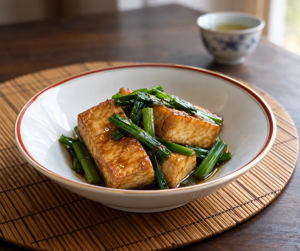 厚揚げとニラの中華甘酢焼きの完成イメージ