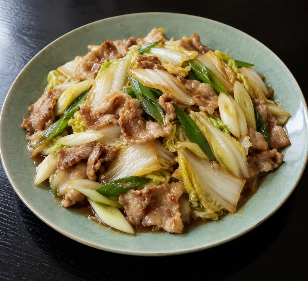 豚肩ロースと白菜の生姜醤油炒めの完成イメージ