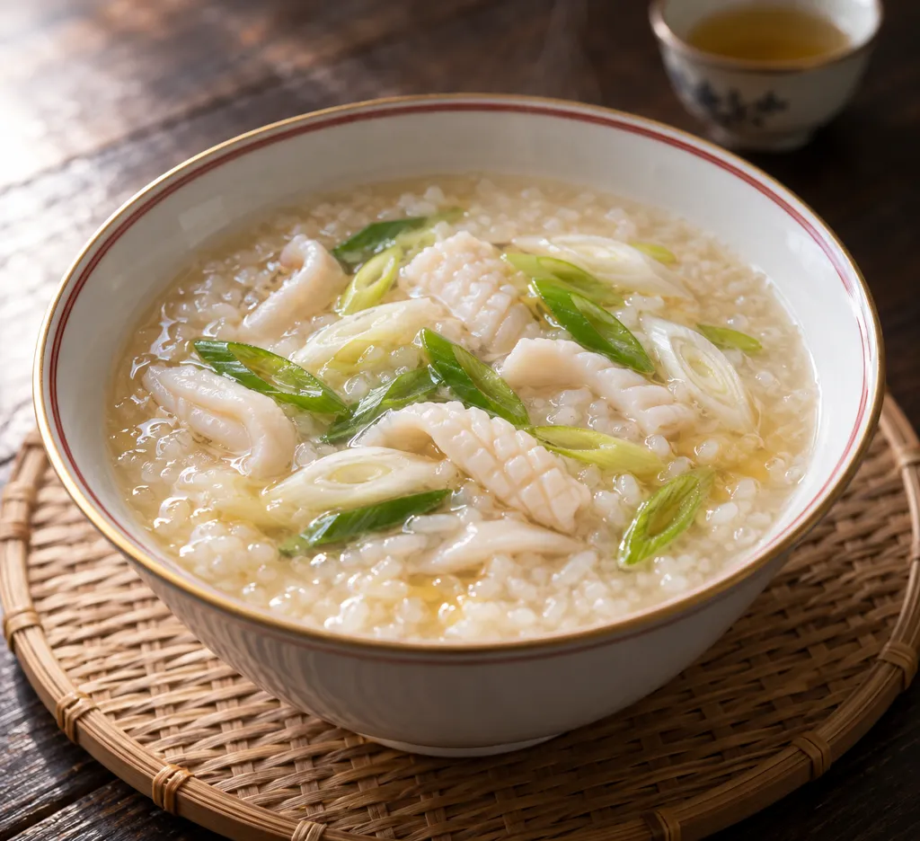 いかとねぎの中華粥の完成イメージ