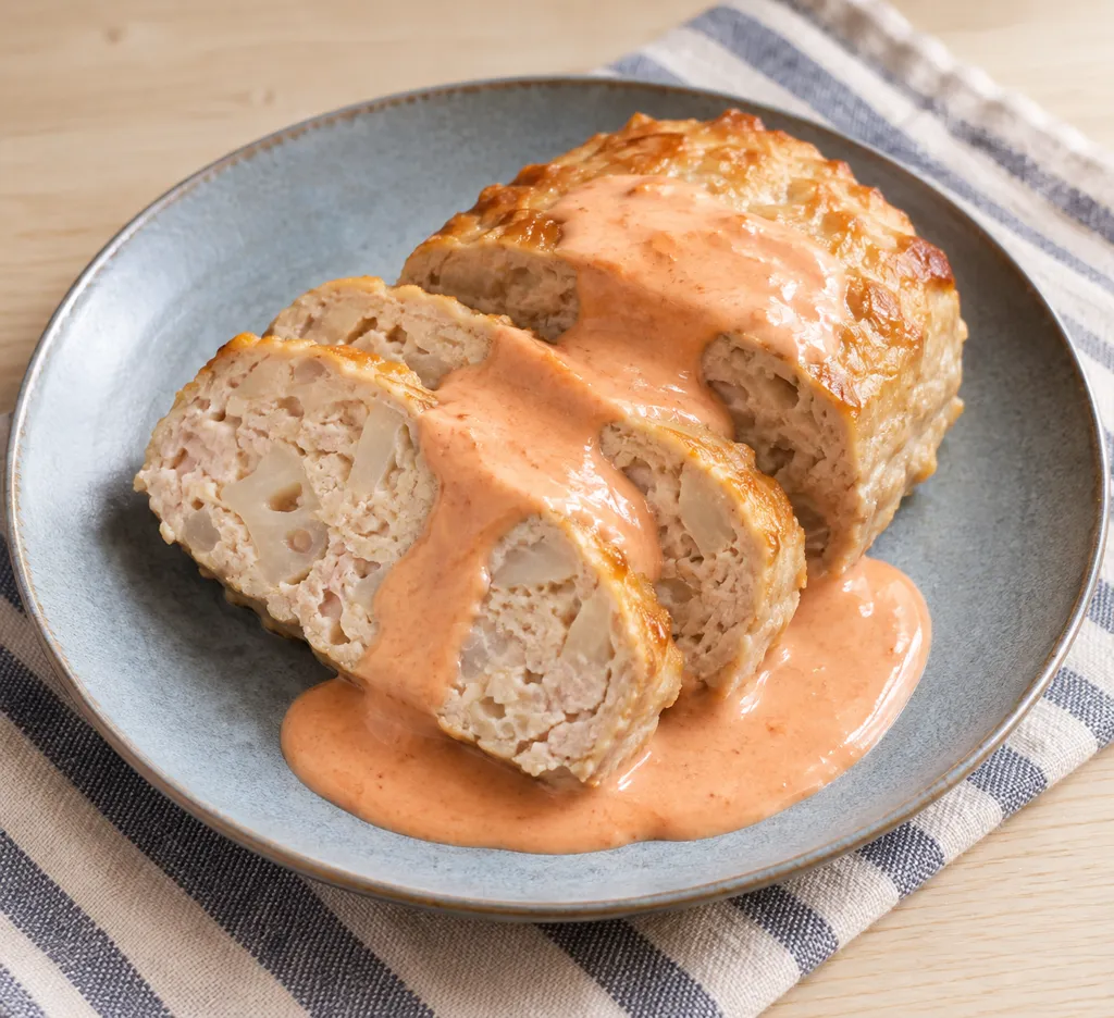 鶏ひき肉とれんこんのレンジミートローフの完成イメージ