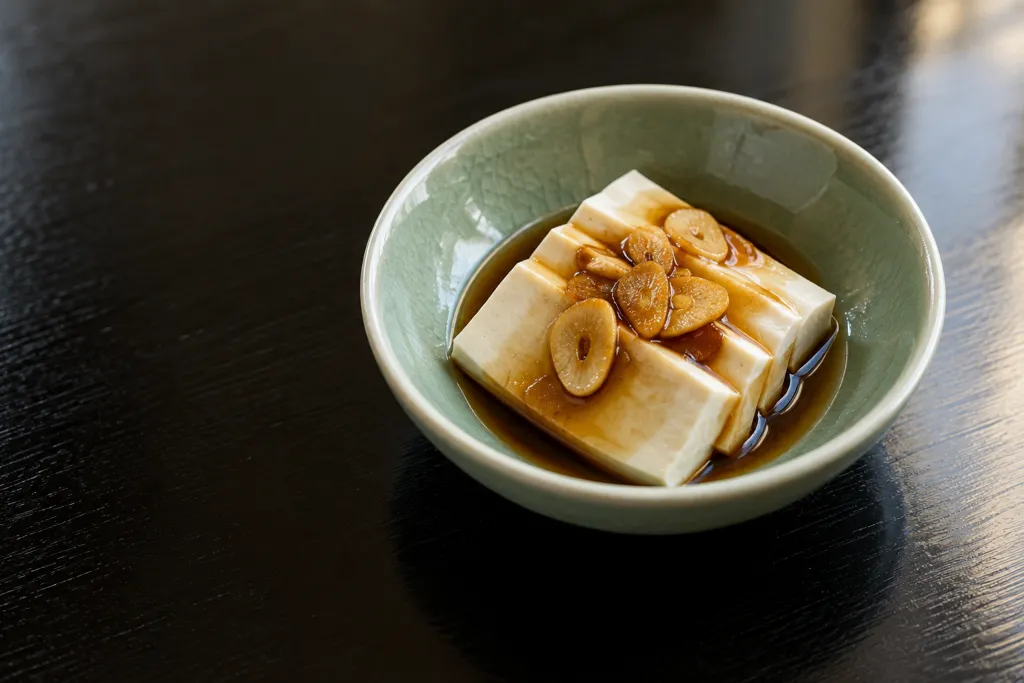 木綿豆腐のにんにく酢醤油がけの完成イメージ