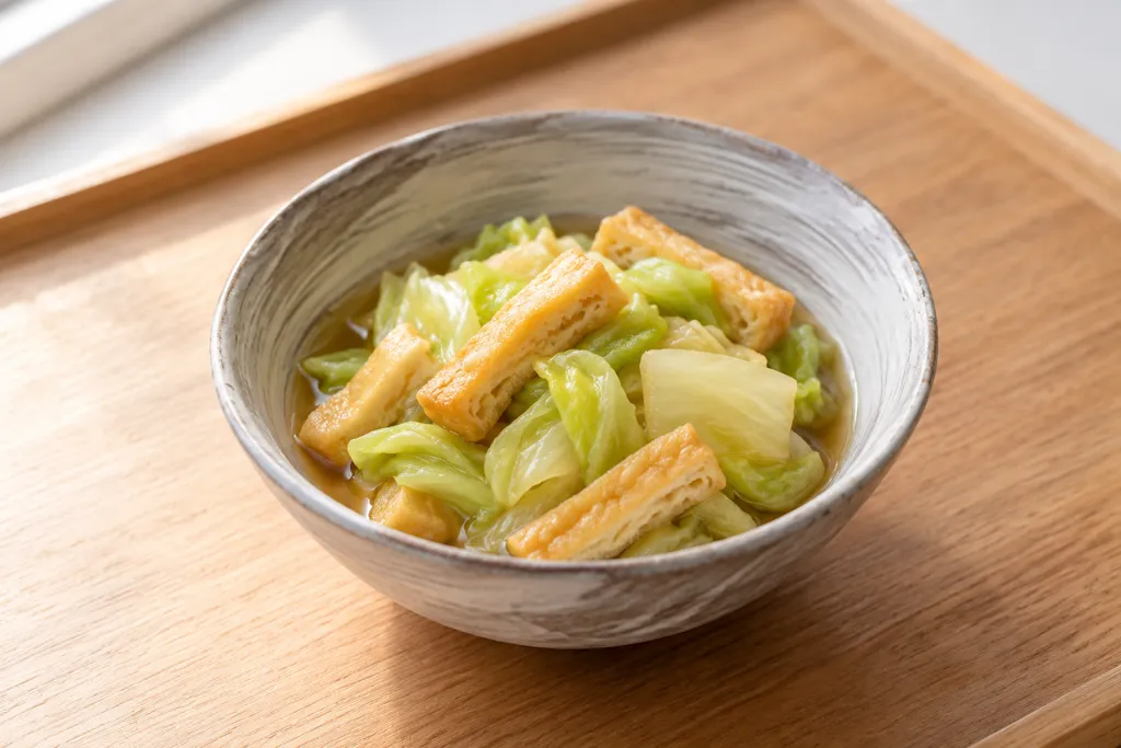 油揚げとキャベツの甘辛煮の完成イメージ