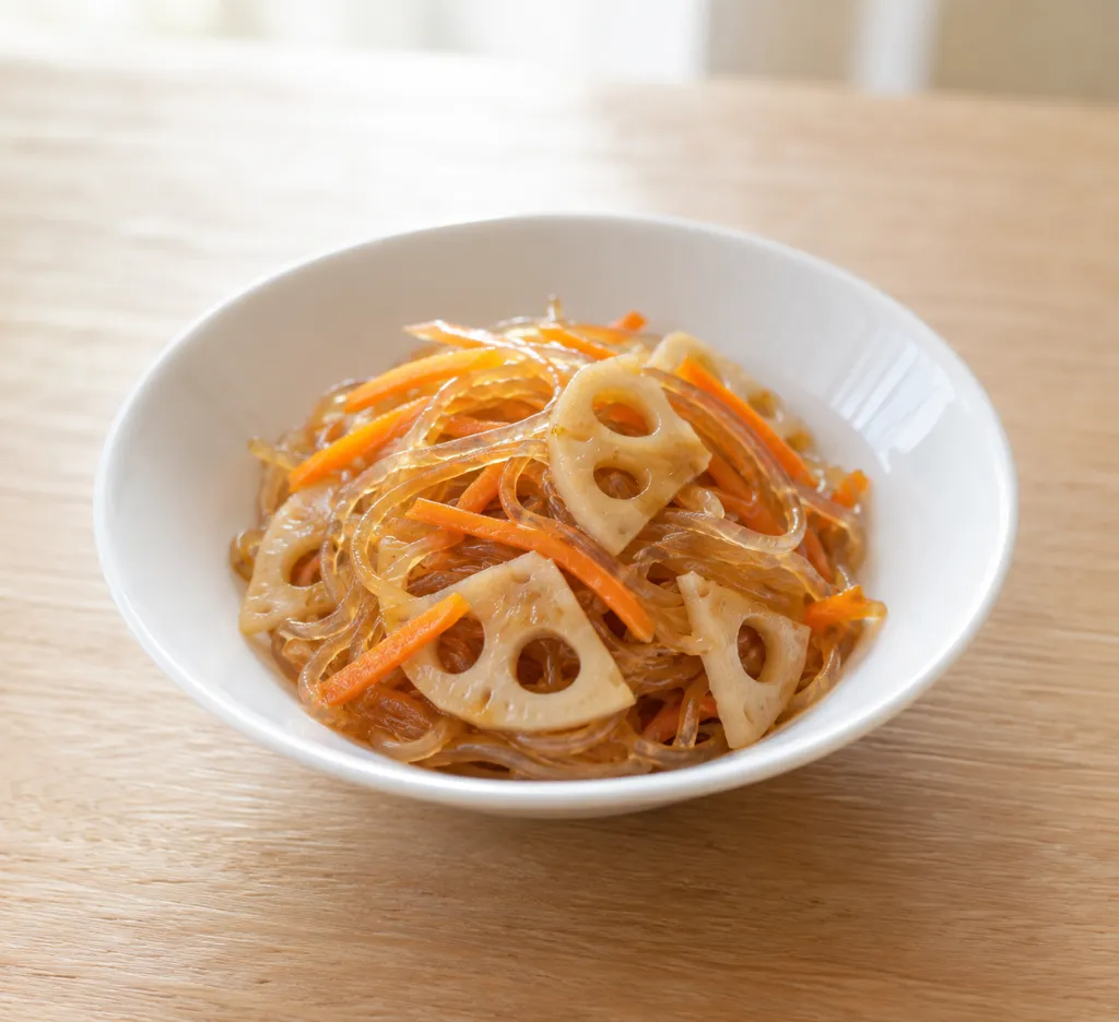 春雨とれんこんの中華炒めの完成イメージ