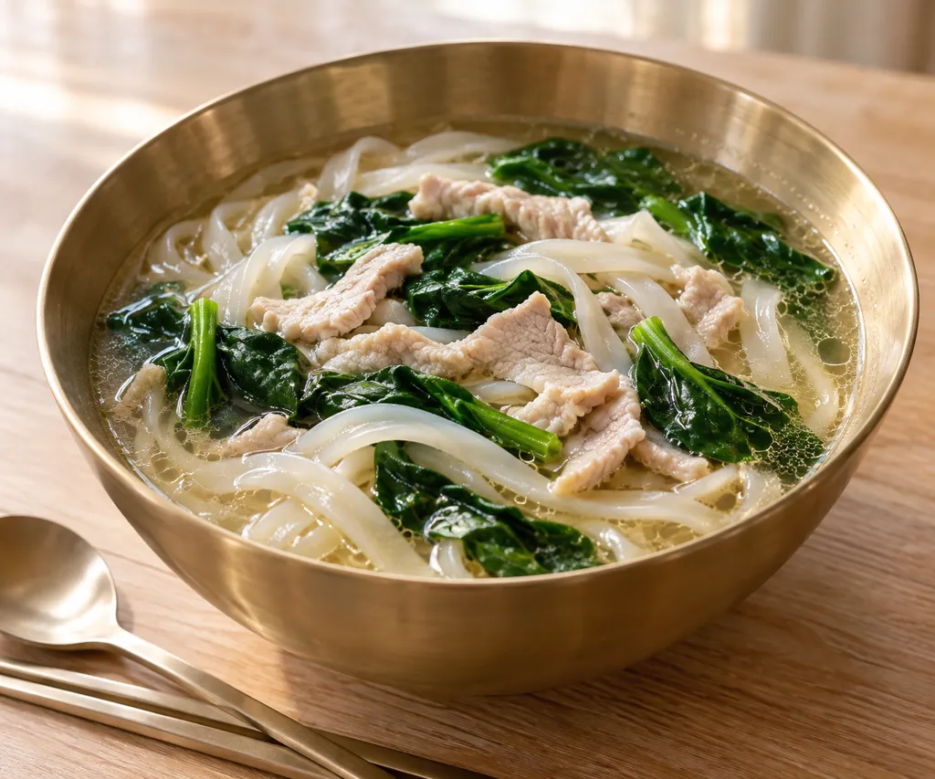豚ロースとほうれん草のフォー風米麺の完成イメージ
