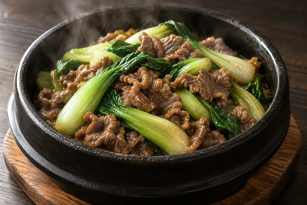 牛肉と青梗菜のナンプラーレモン焼きの完成イメージ