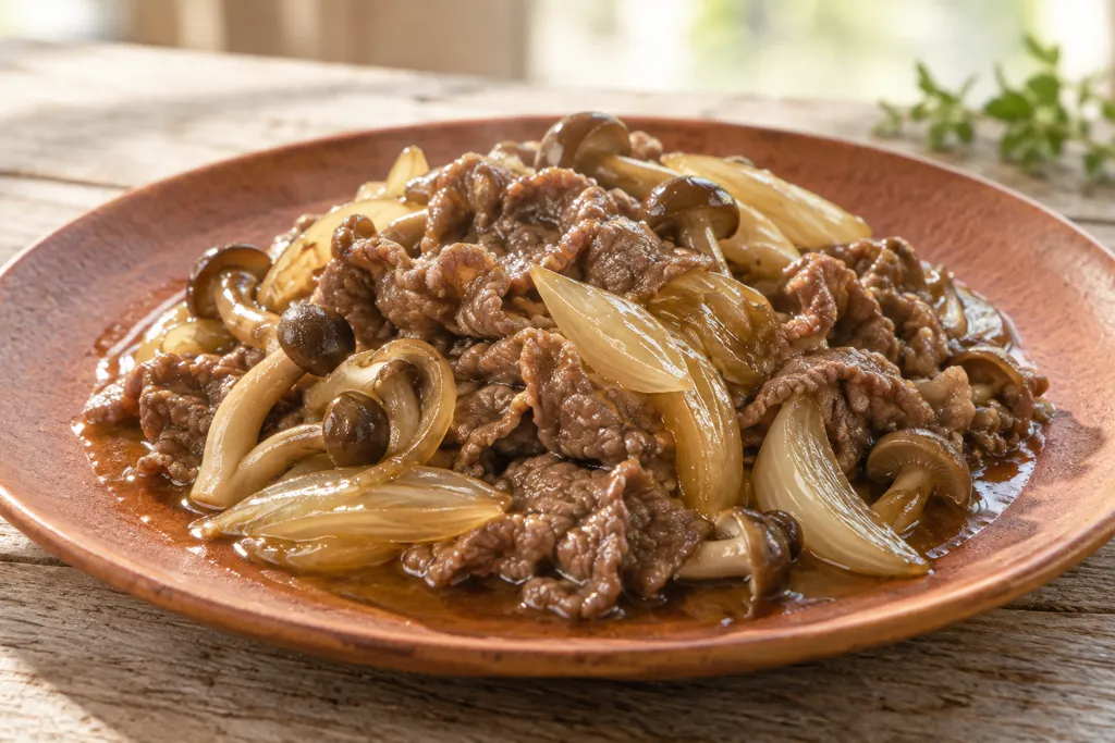 牛もも肉としめじのバターソース煮の完成イメージ