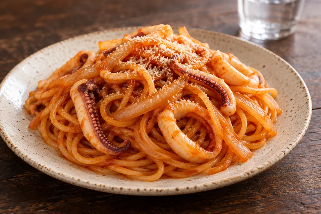 いかと玉ねぎのナポリタンの完成イメージ