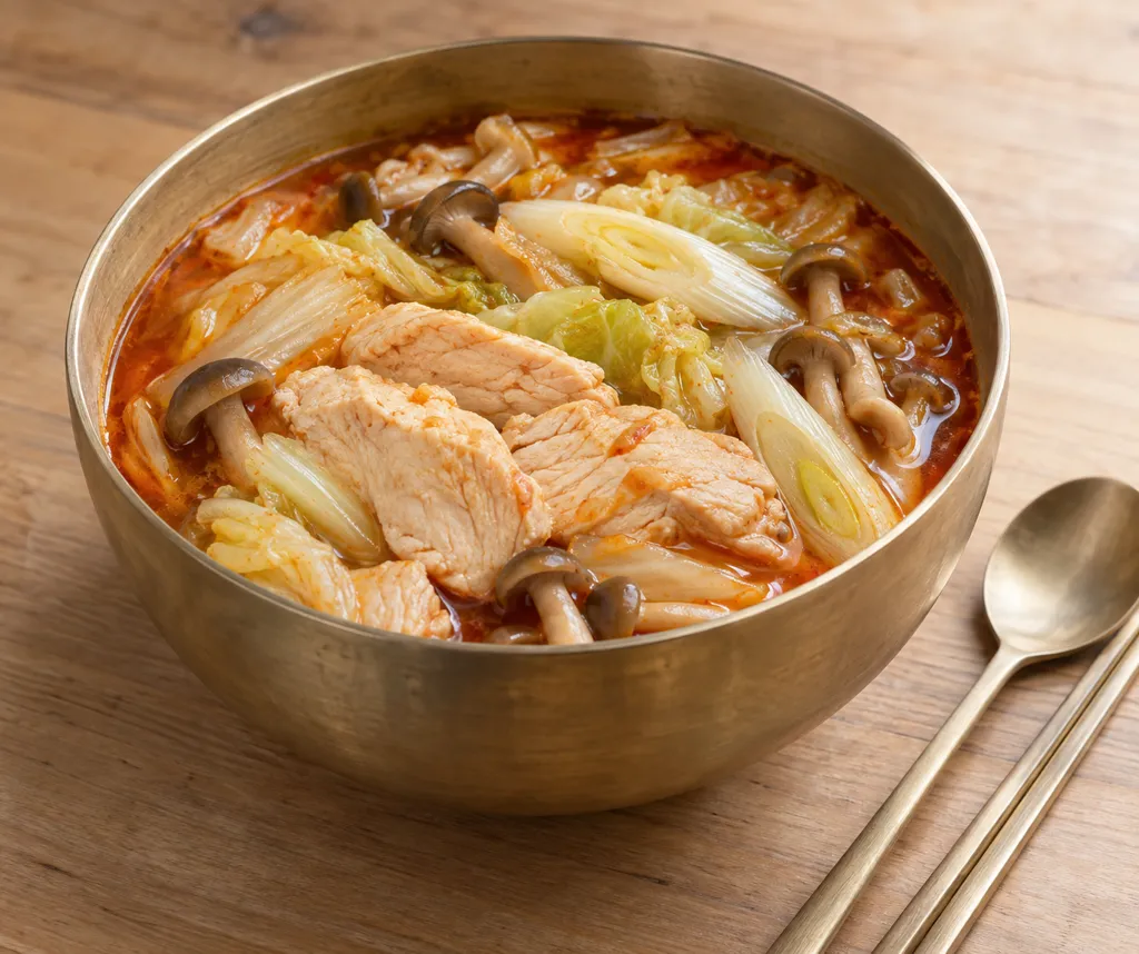 鶏むね肉と白菜のユッケジャン風鍋の完成イメージ