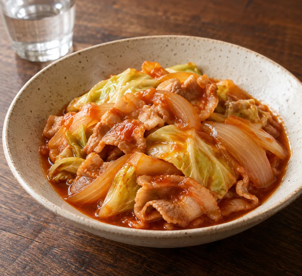 豚バラ肉とキャベツのケチャップ煮の完成イメージ