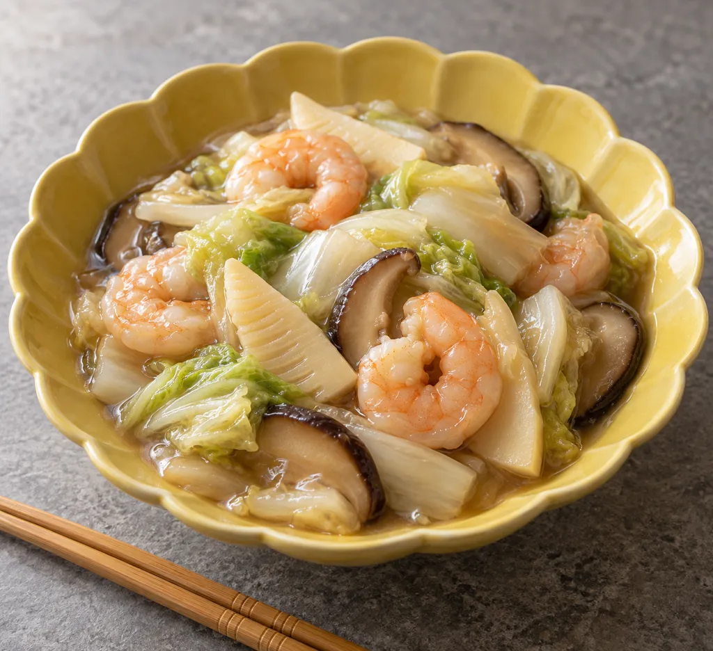 えびとたけのこの八宝菜あんの完成イメージ