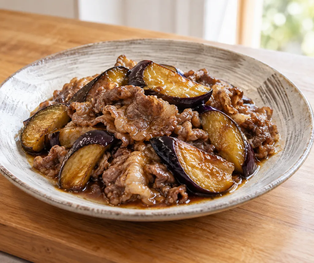 牛バラ肉となすの焼き南蛮の完成イメージ