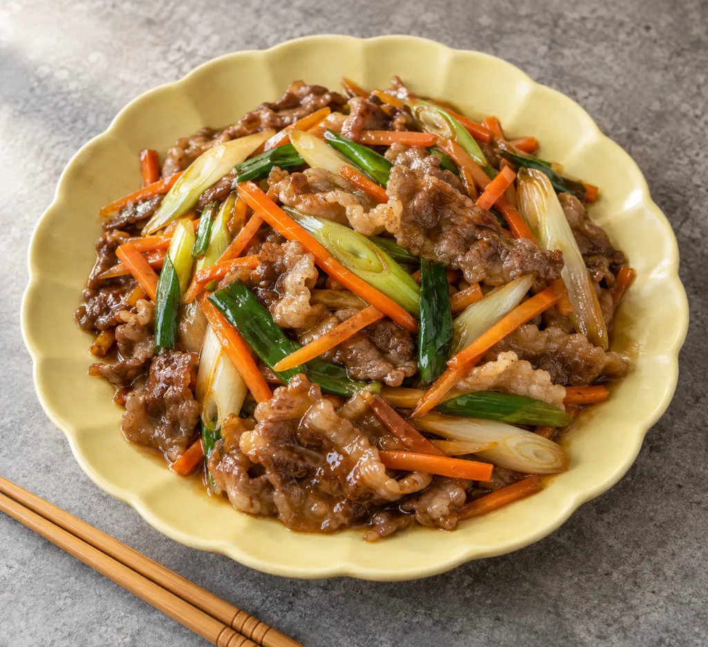牛バラ肉とにんじんの中華炒めの完成イメージ