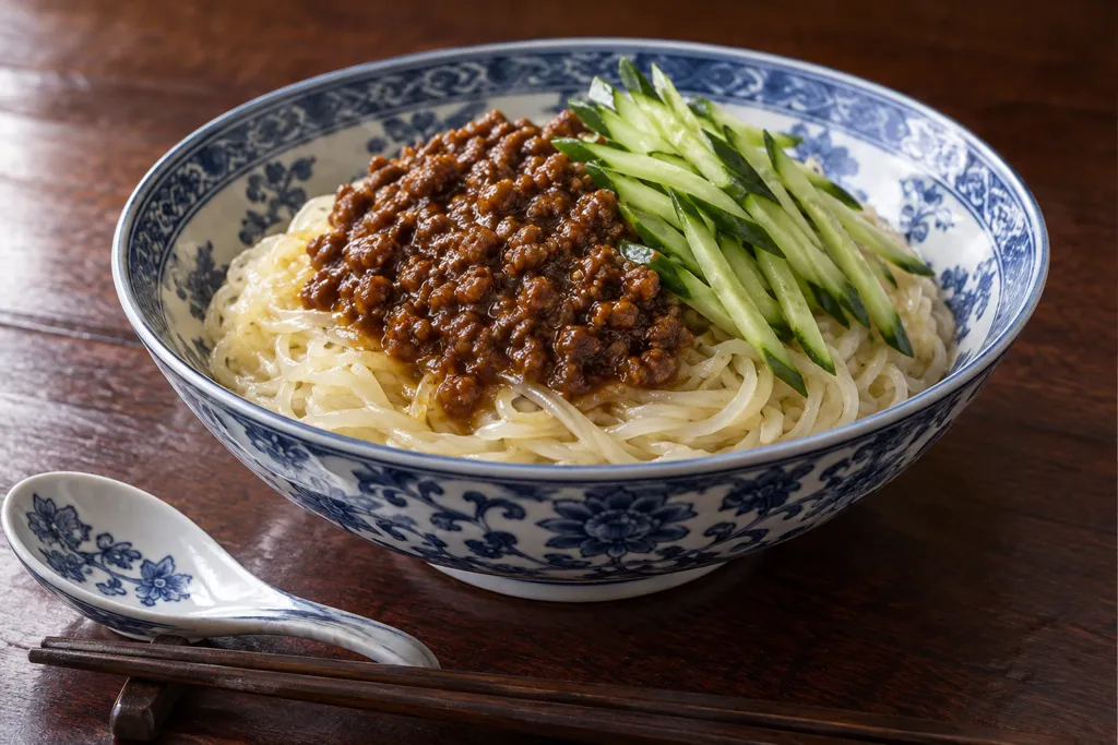 豚ひき肉ときゅうりのジャージャー冷麺の完成イメージ