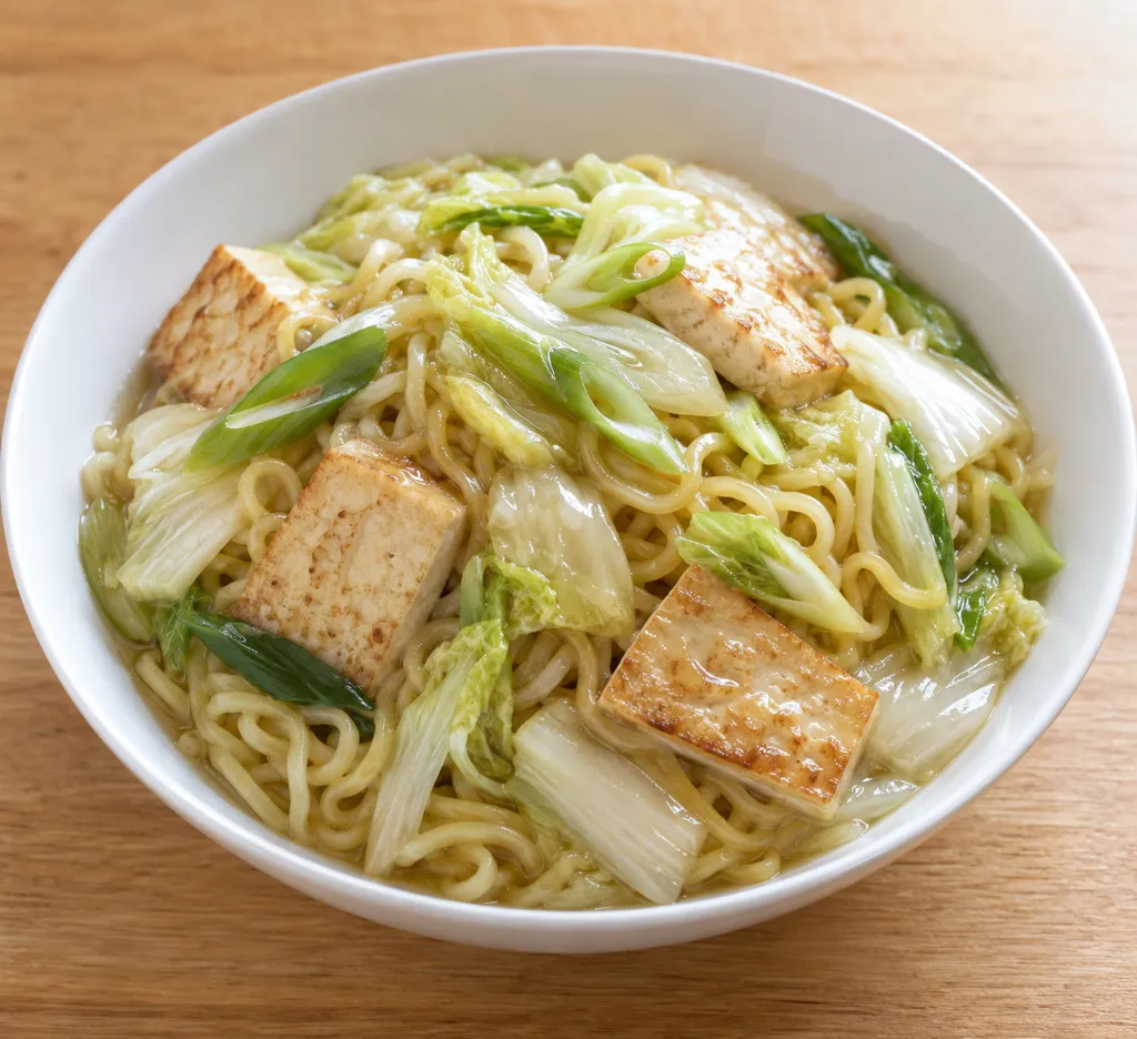 豆腐と白菜ねぎの中華塩麺の完成イメージ