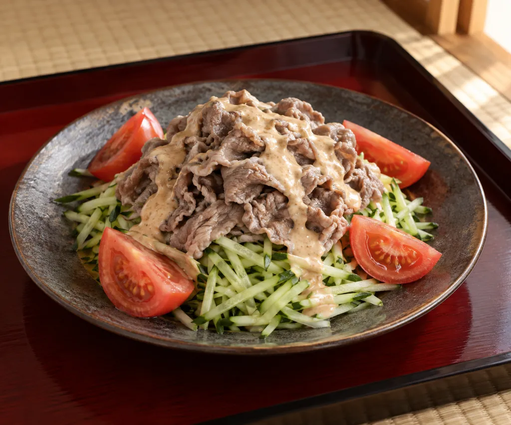 牛肉ときゅうりのごまだれ冷しゃぶの完成イメージ