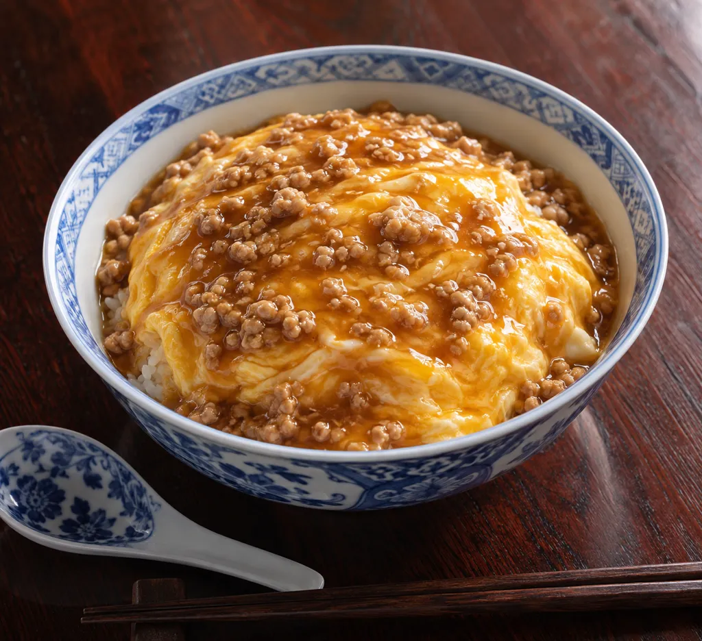 豚ひき肉と卵の天津飯の完成イメージ