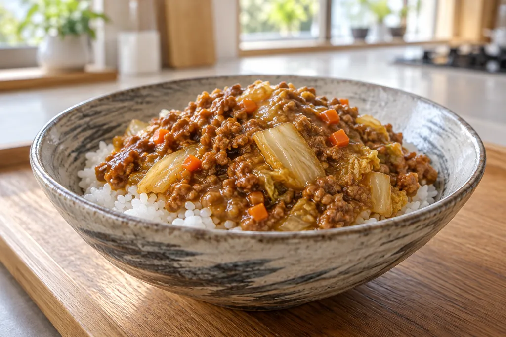 豚肉と白菜の味噌そぼろカレーの完成イメージ