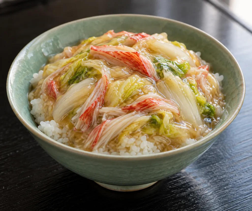 かにかまと白菜の中華かけごはんの完成イメージ