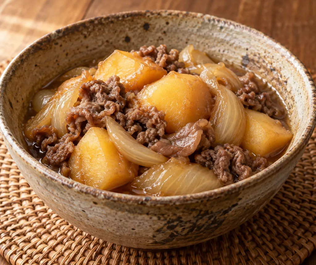 豚こま肉と玉ねぎの肉じゃがの完成イメージ