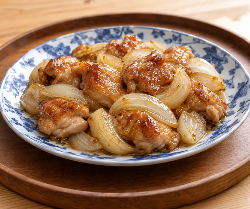 鶏もも肉と玉ねぎのレモン醤油焼きの完成イメージ