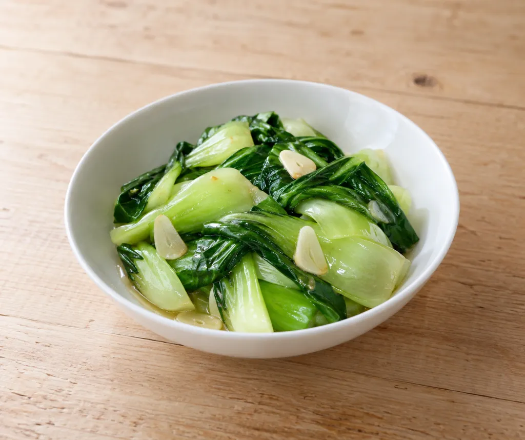 チンゲン菜のにんにく塩炒めの完成イメージ