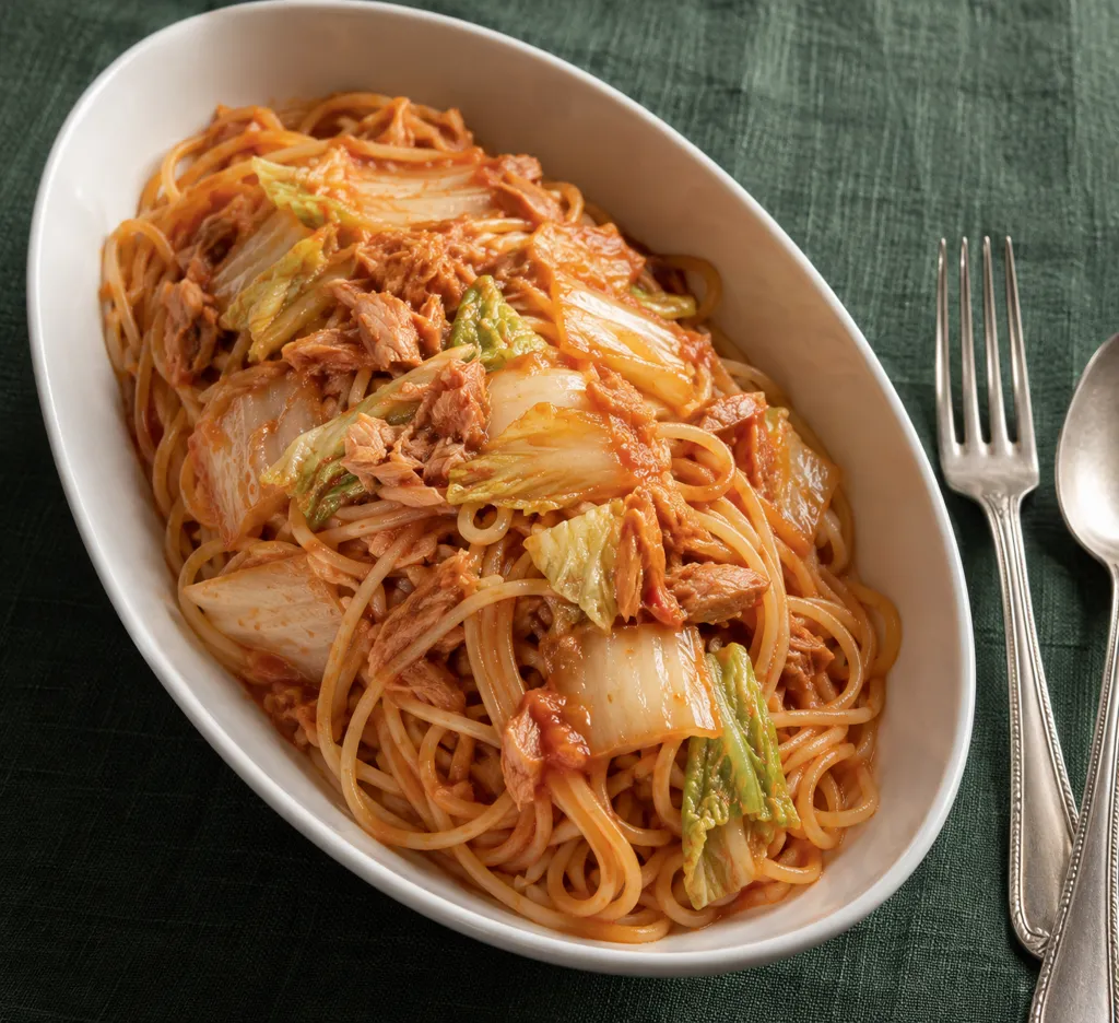 ツナと白菜のケチャップパスタの完成イメージ