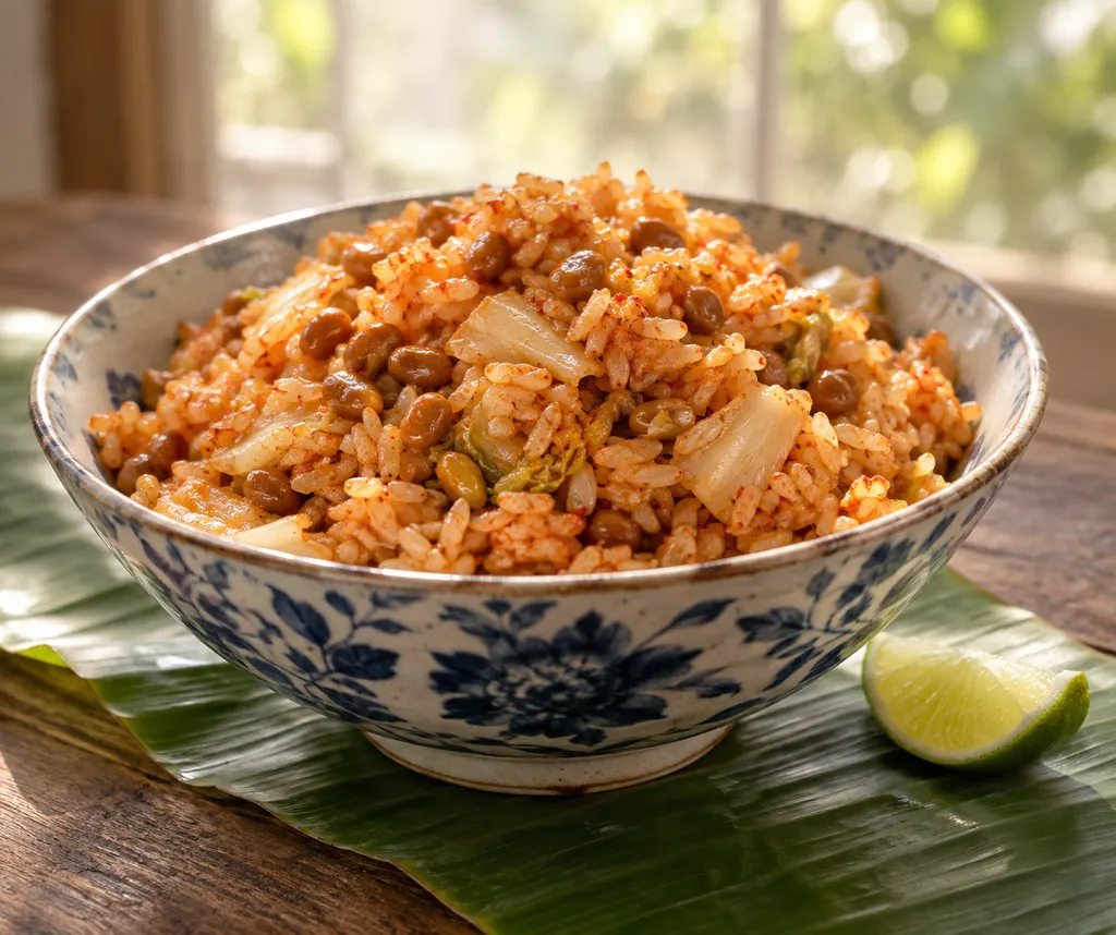 納豆とキムチのこくうま炒めごはんの完成イメージ