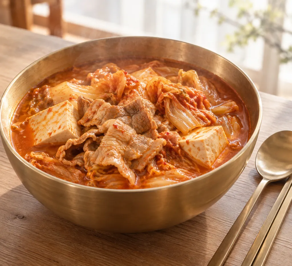 時短豚バラ肉と白菜の豆腐キムチ鍋の完成イメージ