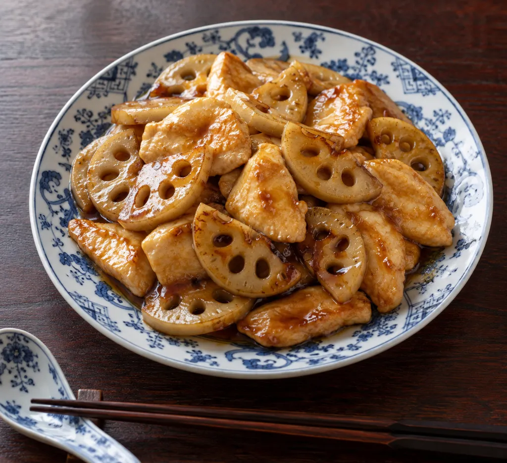 鶏むね肉とれんこんの甘酢あんの完成イメージ