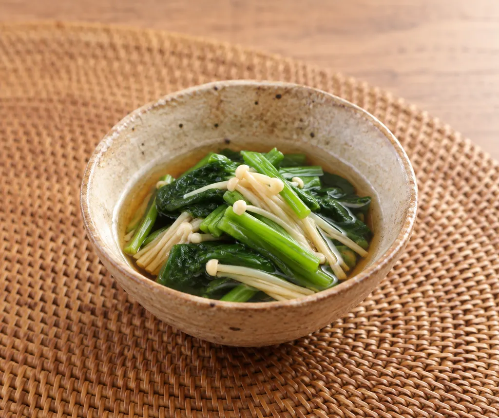 ほうれん草とえのきのレンジ煮びたしの完成イメージ
