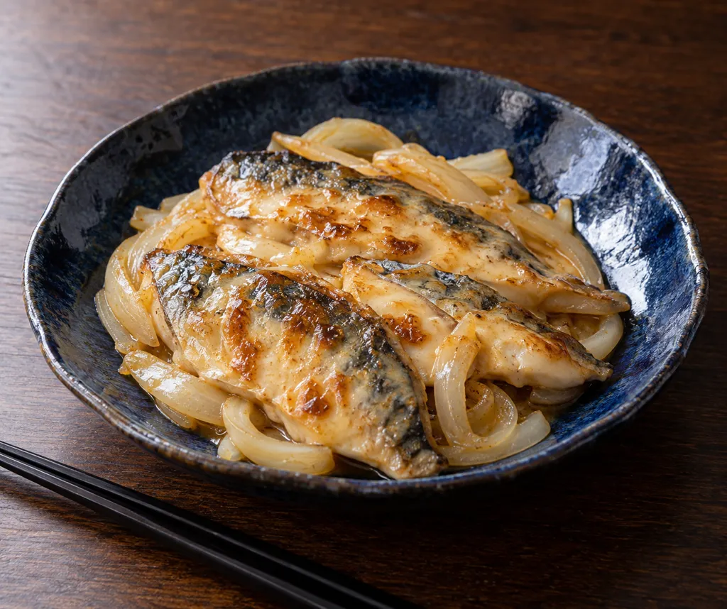 あじと玉ねぎの酢醤油マヨ焼きの完成イメージ