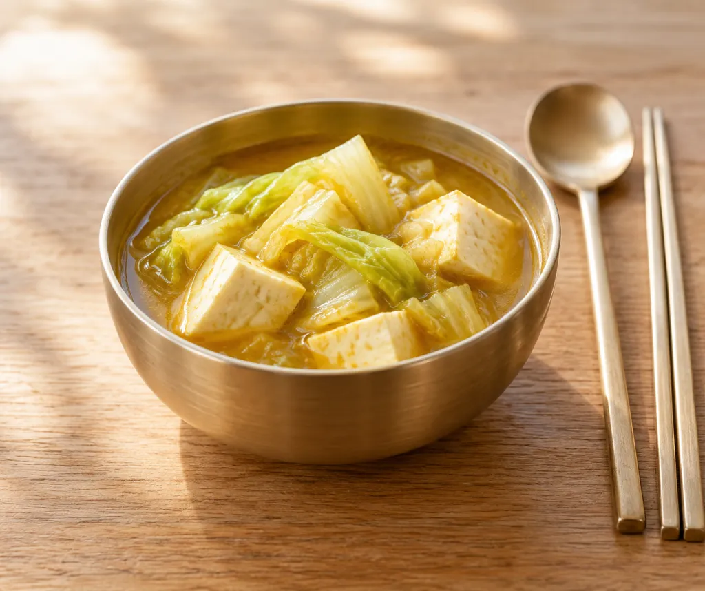 キャベツと豆腐のカレー汁の完成イメージ