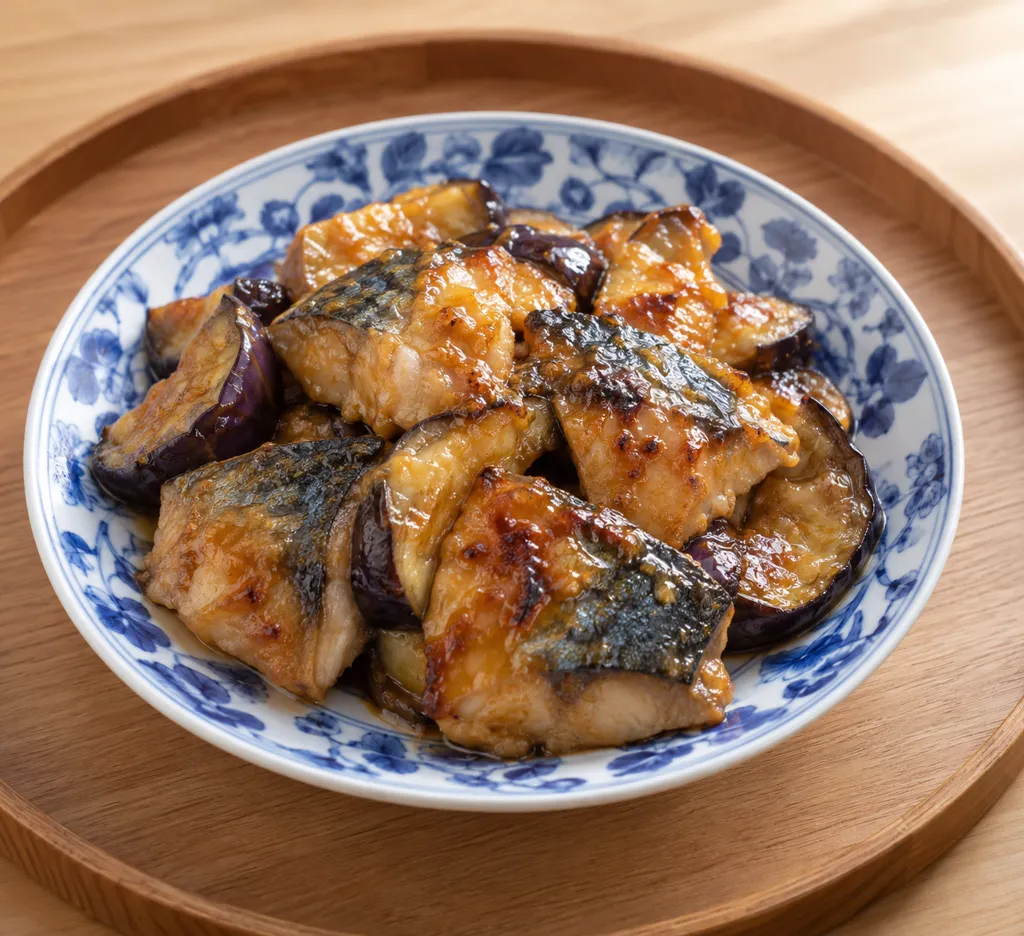 さばとなすの甘味噌マヨ焼きの完成イメージ