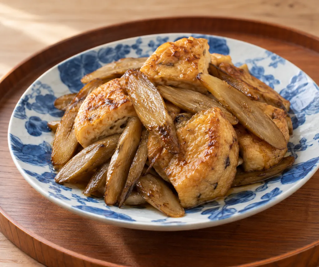 がんもどきとごぼうのごま油だし焼きの完成イメージ