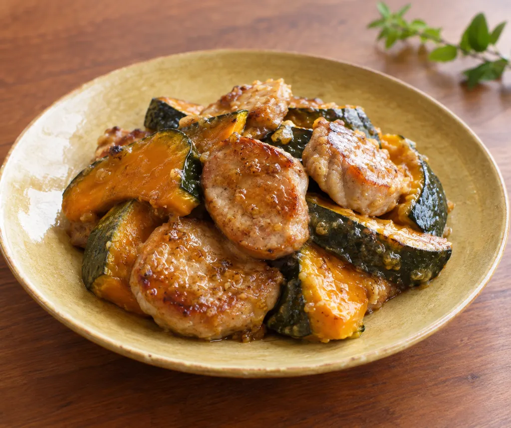 豚ヒレ肉とかぼちゃのまろやか味噌焼きの完成イメージ