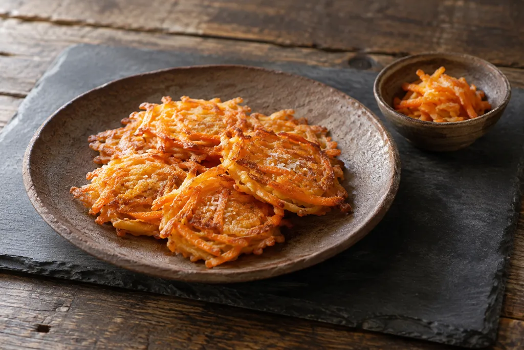 にんじんのかき揚げ風薄衣揚げ焼きの完成イメージ