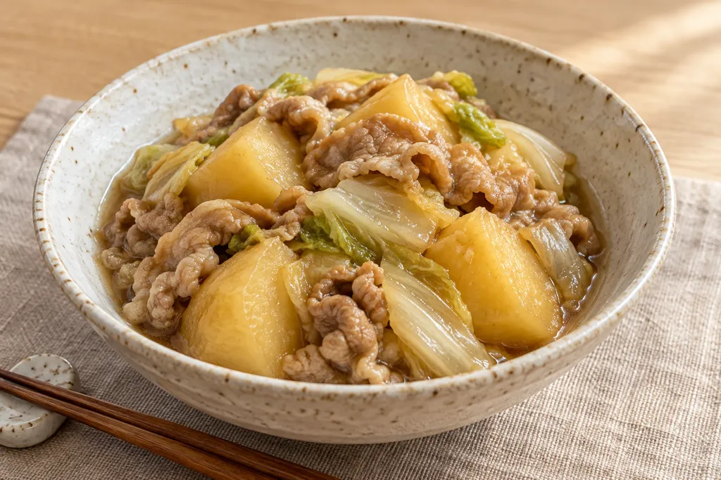 豚こま肉と白菜の肉じゃがの完成イメージ