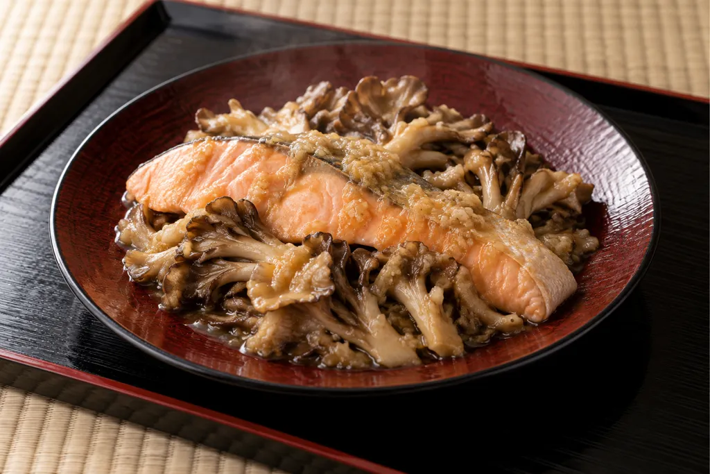 鮭とまいたけのしょうが味噌蒸し焼きの完成イメージ