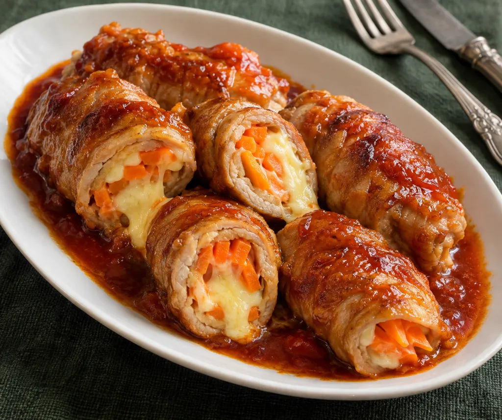 豚ロースとにんじんのチーズ巻き焼きの完成イメージ