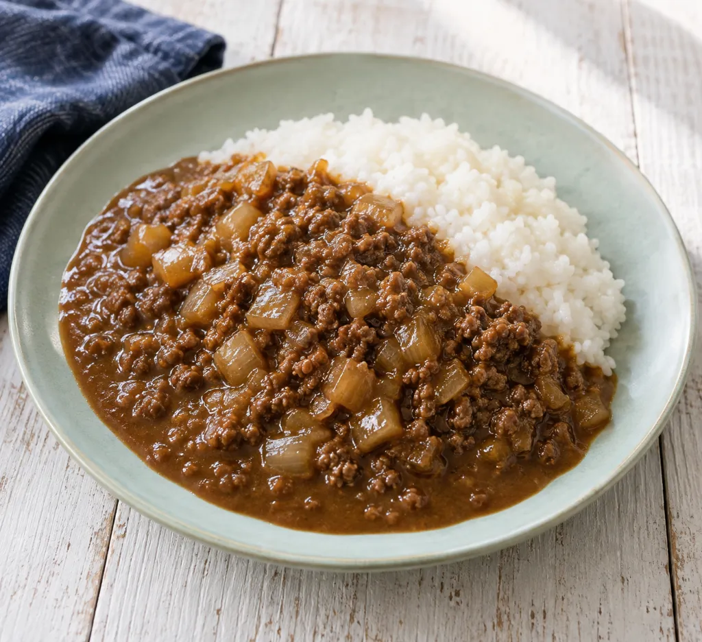 牛肉と玉ねぎの味噌そぼろカレーの完成イメージ