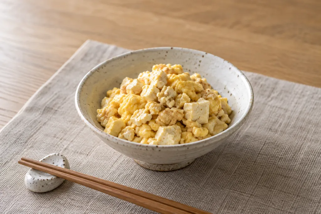 卵と木綿豆腐の味噌炒り卵の完成イメージ